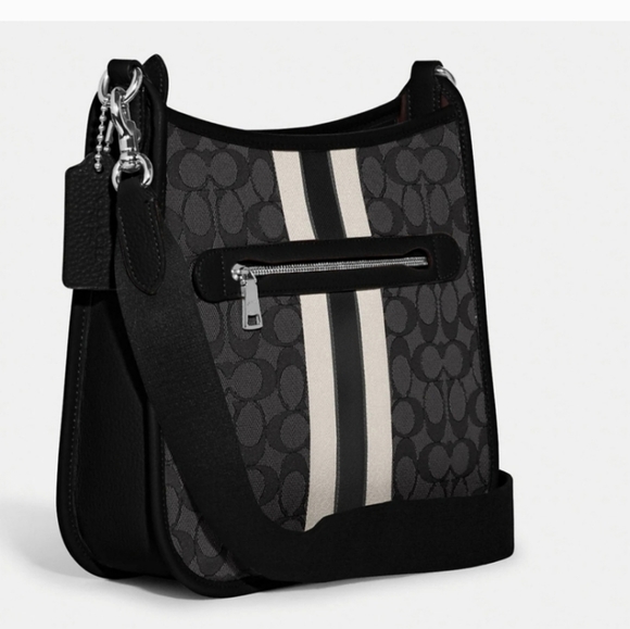 New! Dempsey File Bag In Signature Jacquard With Stripe And Coach Patch - Picture 1 of 4